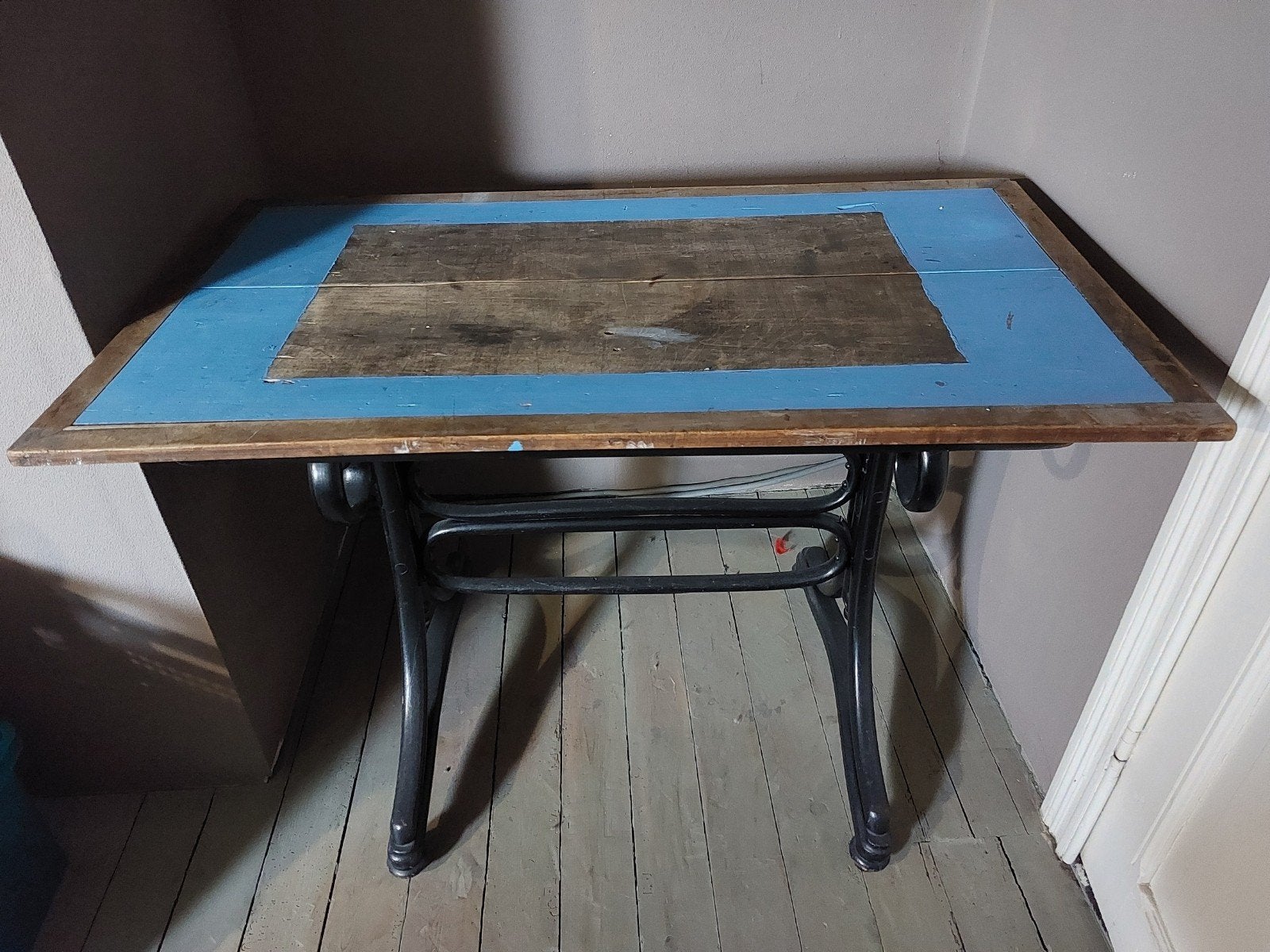 oude houten tafel, Ophalen