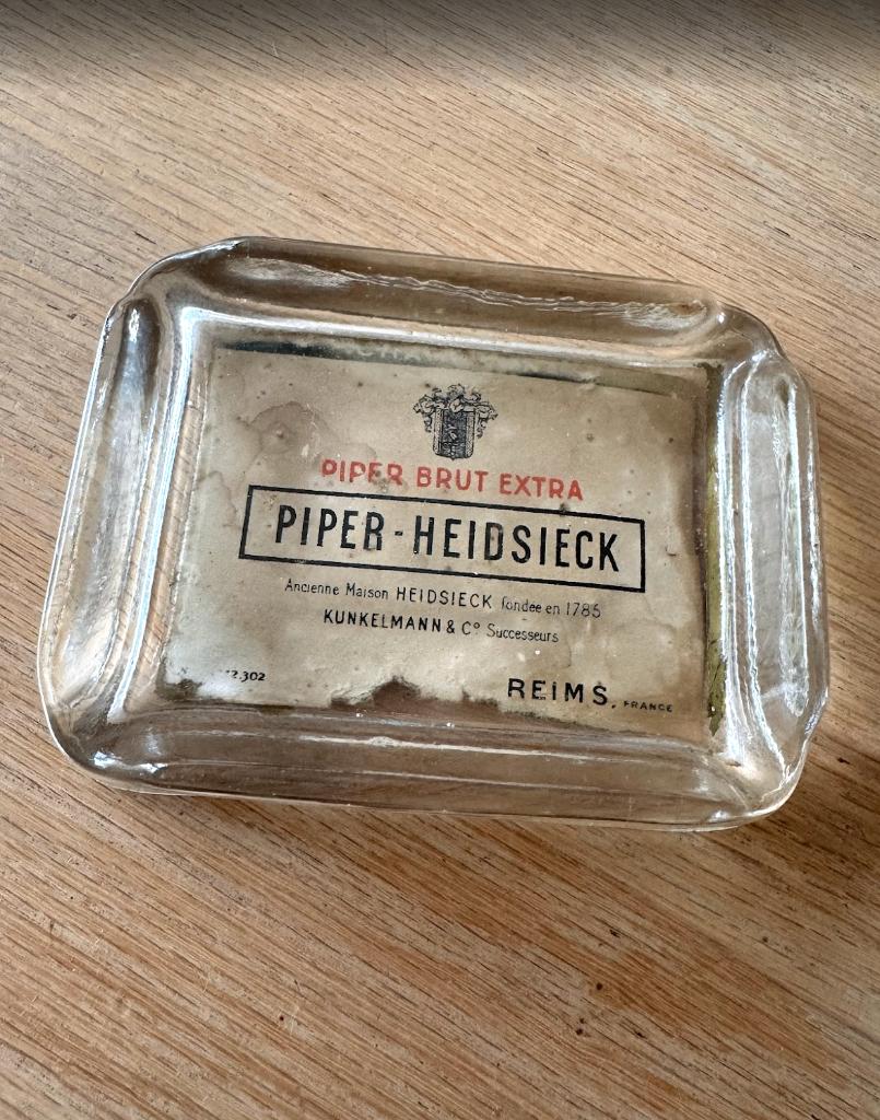 Vintage glazen asbakje Piper Heidsieck, jaren 1950, Ophalen, Gebruikt