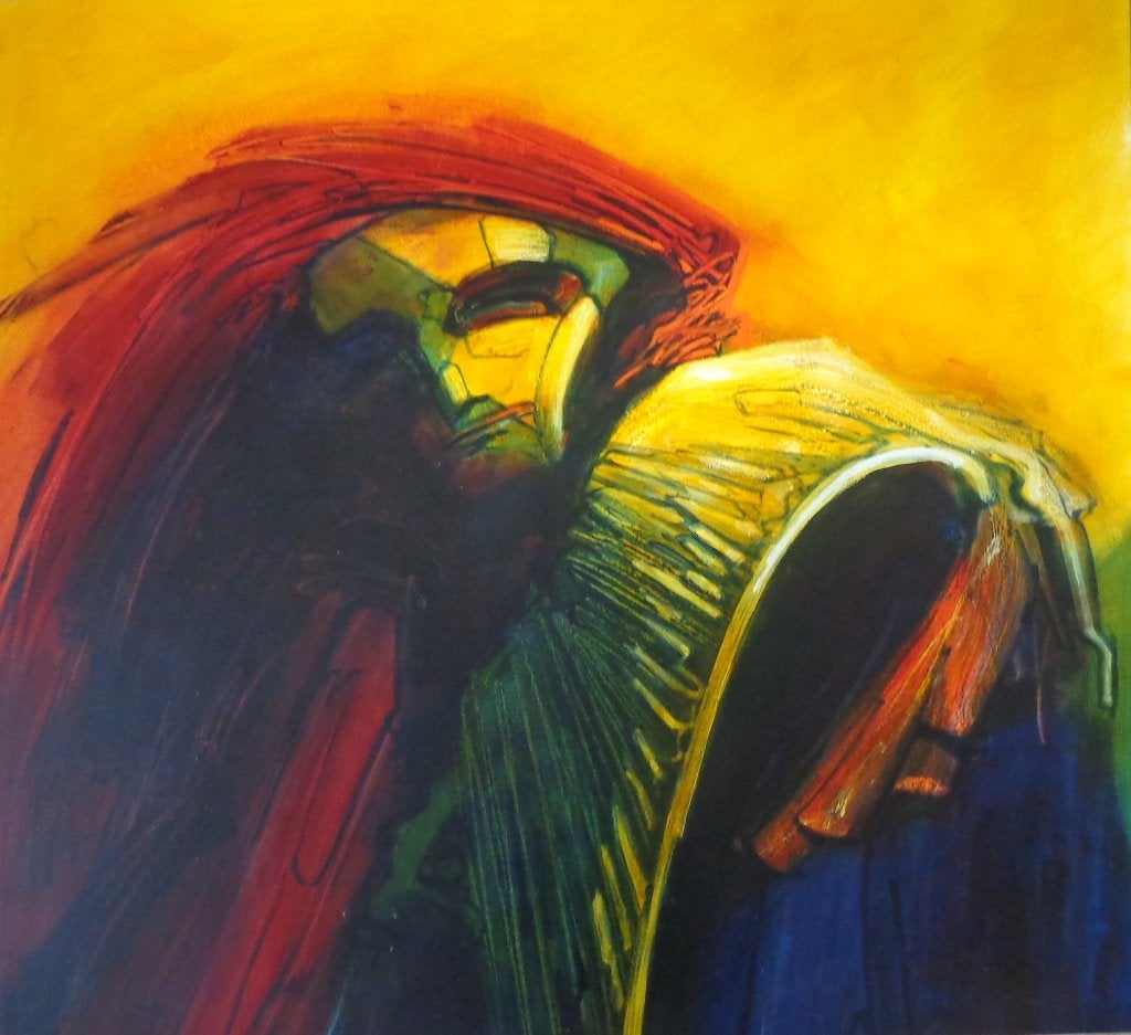 RAFAEL GORSEN / DETAIL / OLIEVERF PANEEL / 110x120cm / SIG, Antiquités & Art, Peinture à l'huile, Bois, Signé, Figures