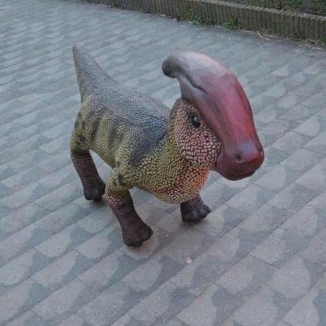Unitree go2 air met handgemaakt dinosaurus kostuum, Ophalen
