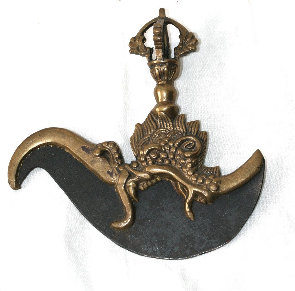 Antieke Kartika rituele mes - Tibet, Antiquités & Art, Art | Art non-occidental, Tibet, Enlèvement ou Envoi, Bronze