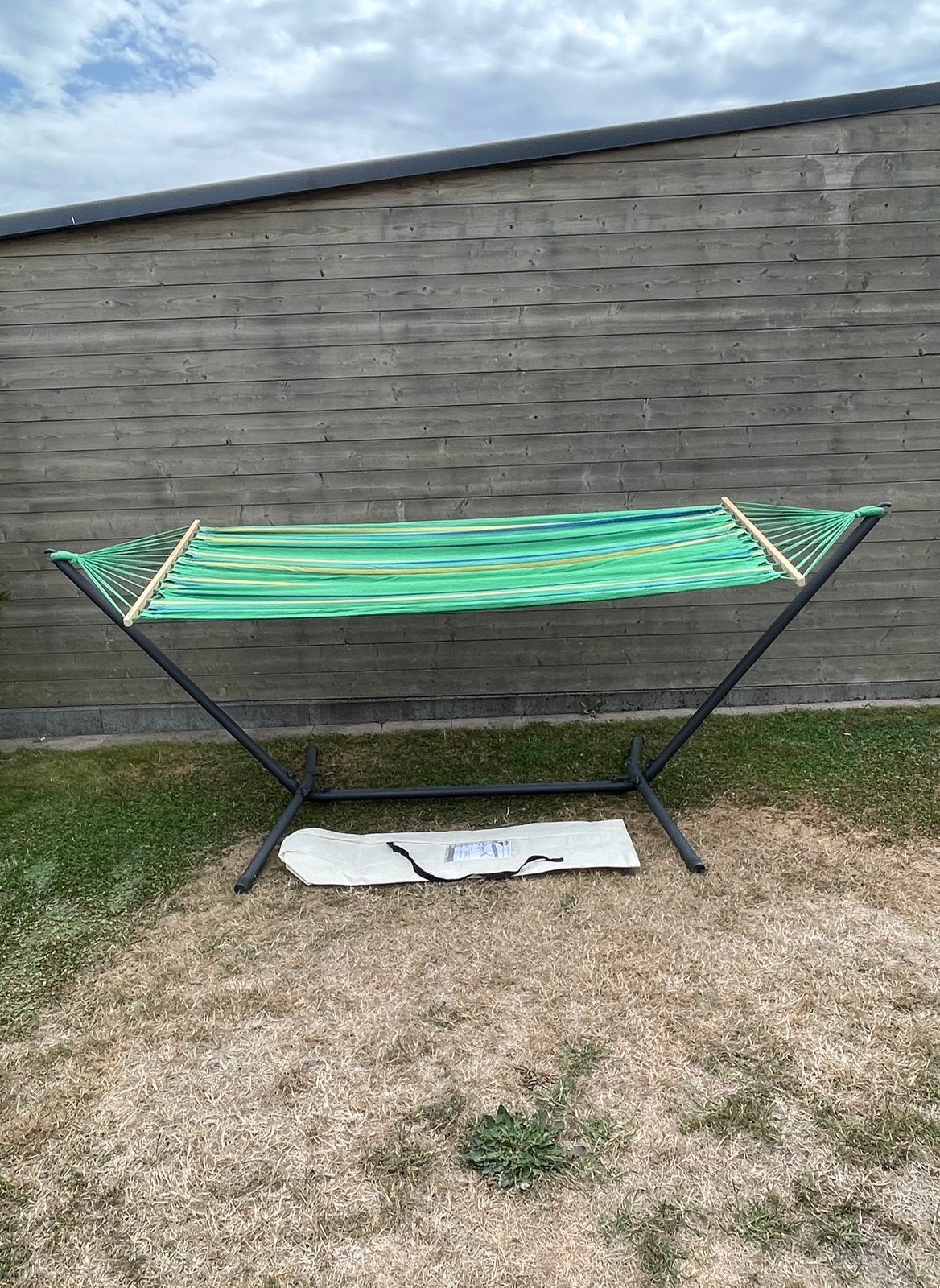 Kleurrijke hangmat met frame en opbergtas van Florabest, Jardin & Terrasse, Hamacs, Une personne, Comme neuf, Avec support, Enlèvement