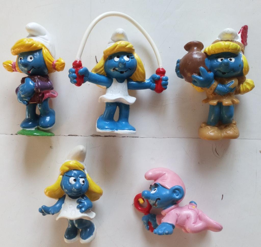 De Smurfen 5x Smurfin, Collections, Schtroumpfs, Comme neuf, Poupée, Figurine ou Peluche, Schtroumpfette, Enlèvement ou Envoi