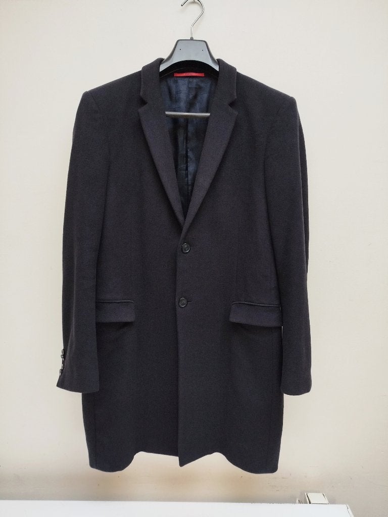 Hugo Boss blauw manteljas Kasjmier. maat: 48 (M), Ophalen of Verzenden, Zo goed als nieuw, Hugo Boss, Maat 48/50 (M)