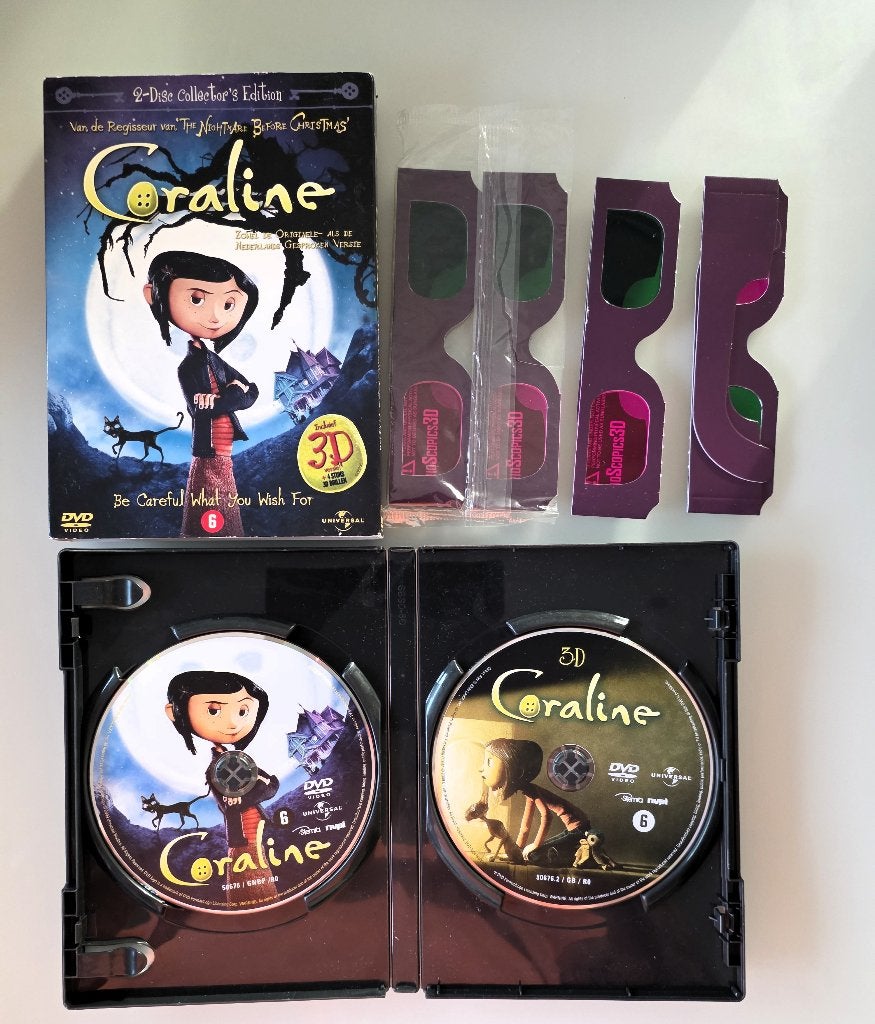 DVD Coraline met 3D BRIL, Ophalen of Verzenden