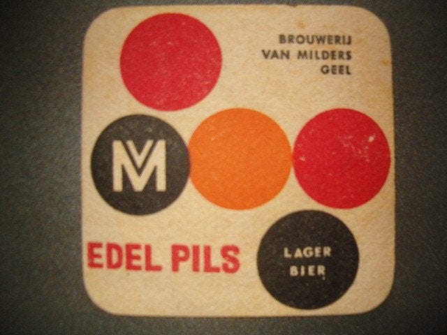 Tapis à bière Van Milders jaune : R/F : 94 x 94 mm, Enlèvement ou Envoi, Utilisé, Sous-bock