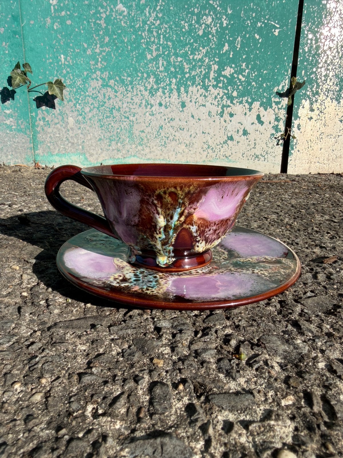Set Vallauris vintage 6 pcs - Tasses et sous tasses, Antiquités & Art, Enlèvement