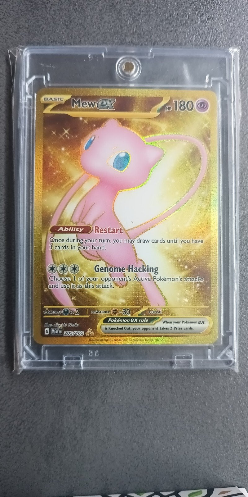 Mew ex 205/165 Gold Secret Rare Pokémon kaart, Ophalen of Verzenden, Nieuw, Losse kaart, Foil