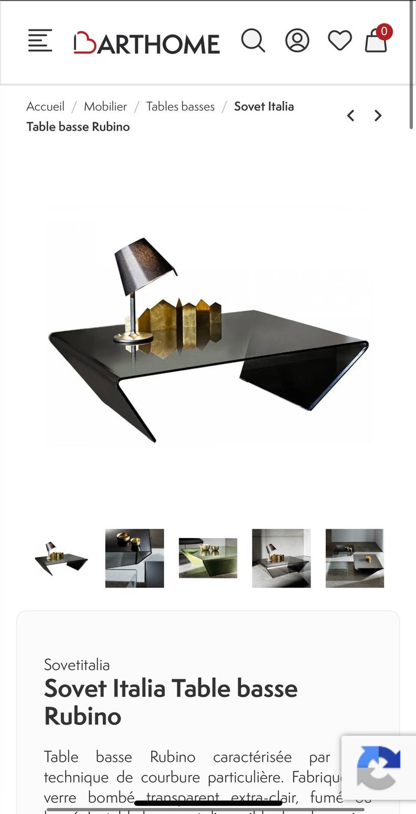 Table basse salon Sovet Italia Rubino, Utilisé
