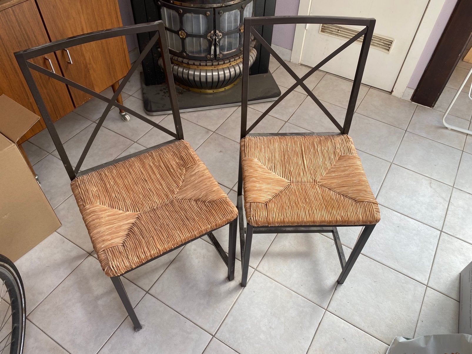 4 stoelen, Maison & Meubles, Chaises, Métal, Brun, Enlèvement, Utilisé