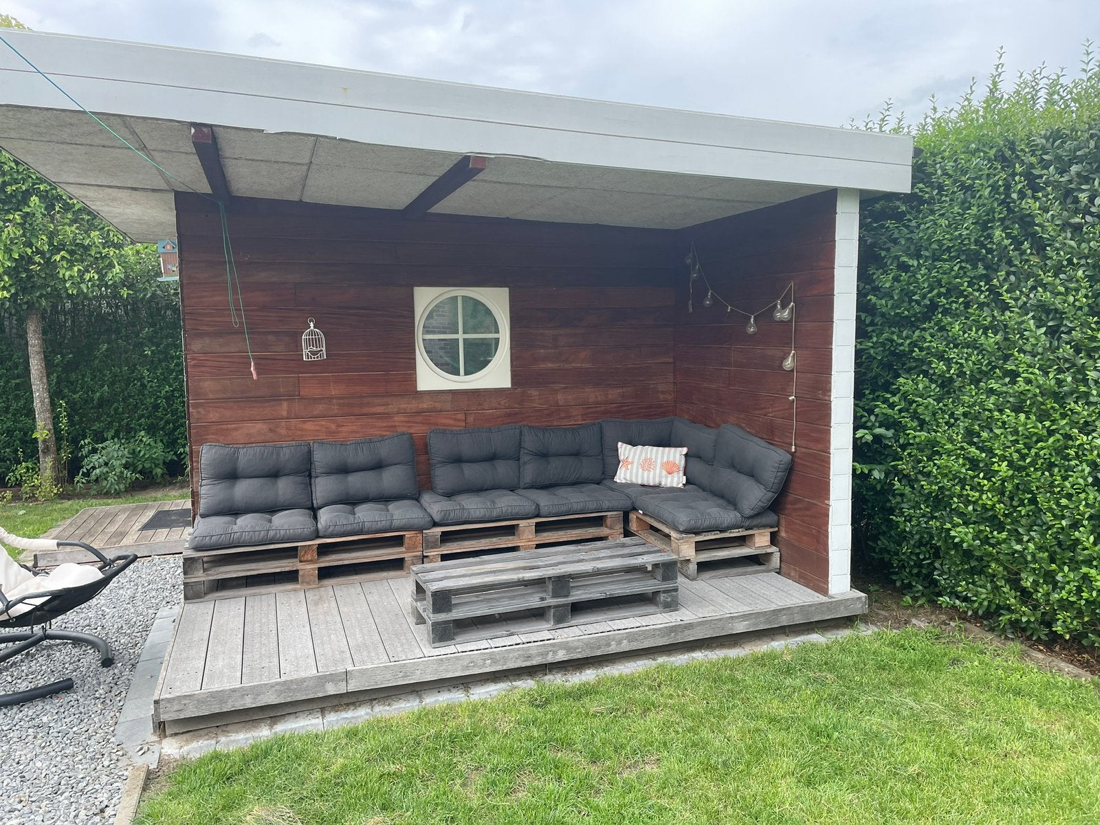 Tuinset met pallet, Tuin en Terras, Ophalen, Zo goed als nieuw, Tuinset