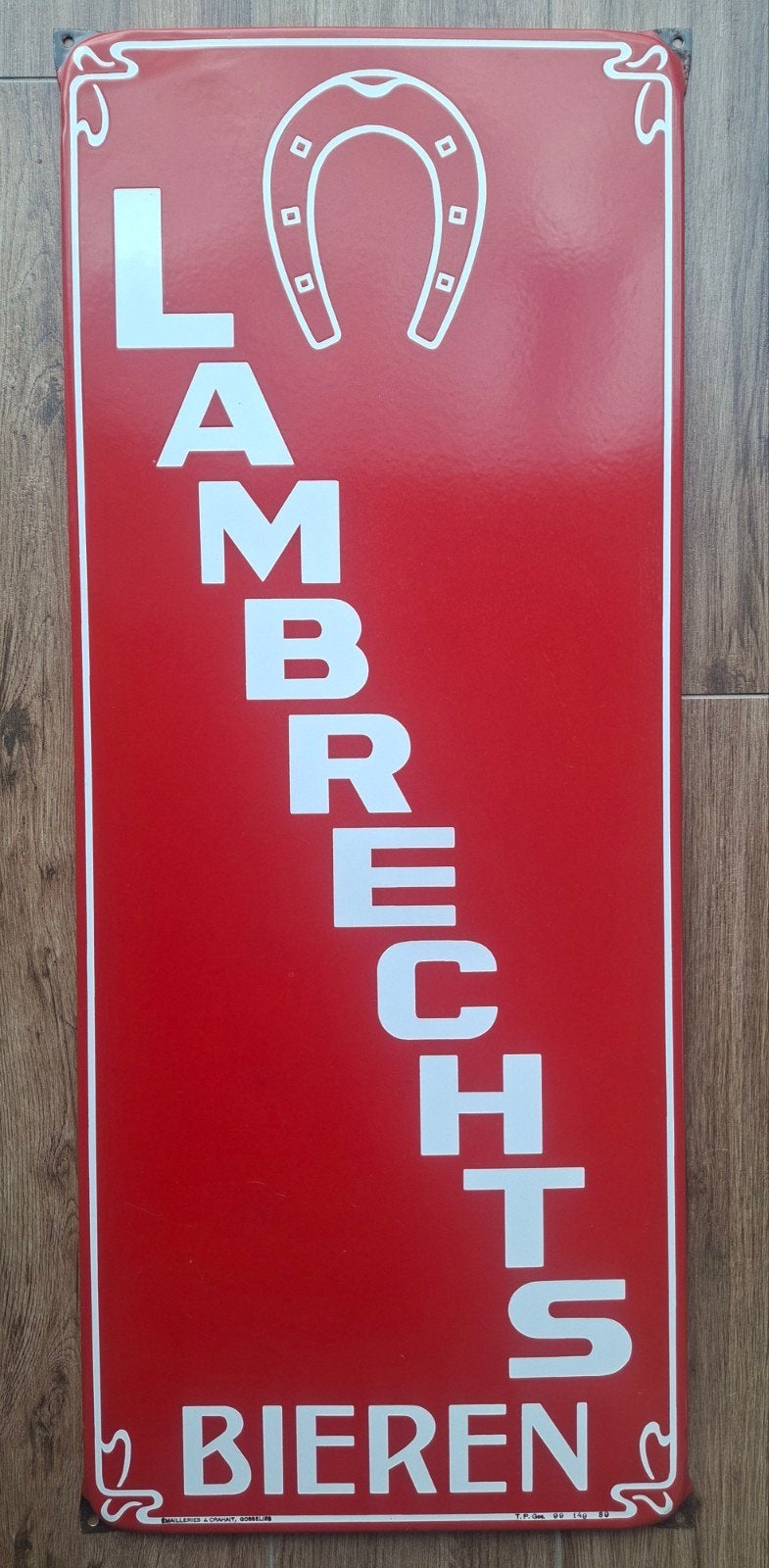 Panneau d'affichage en émail Lambrechts., Enlèvement, Panneau publicitaire