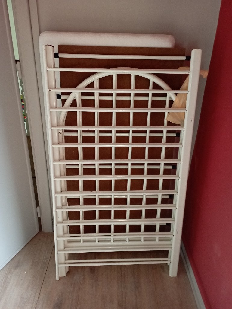 lit Bébé en Métal laqué blanc, Ophalen, Gebruikt, Ledikant
