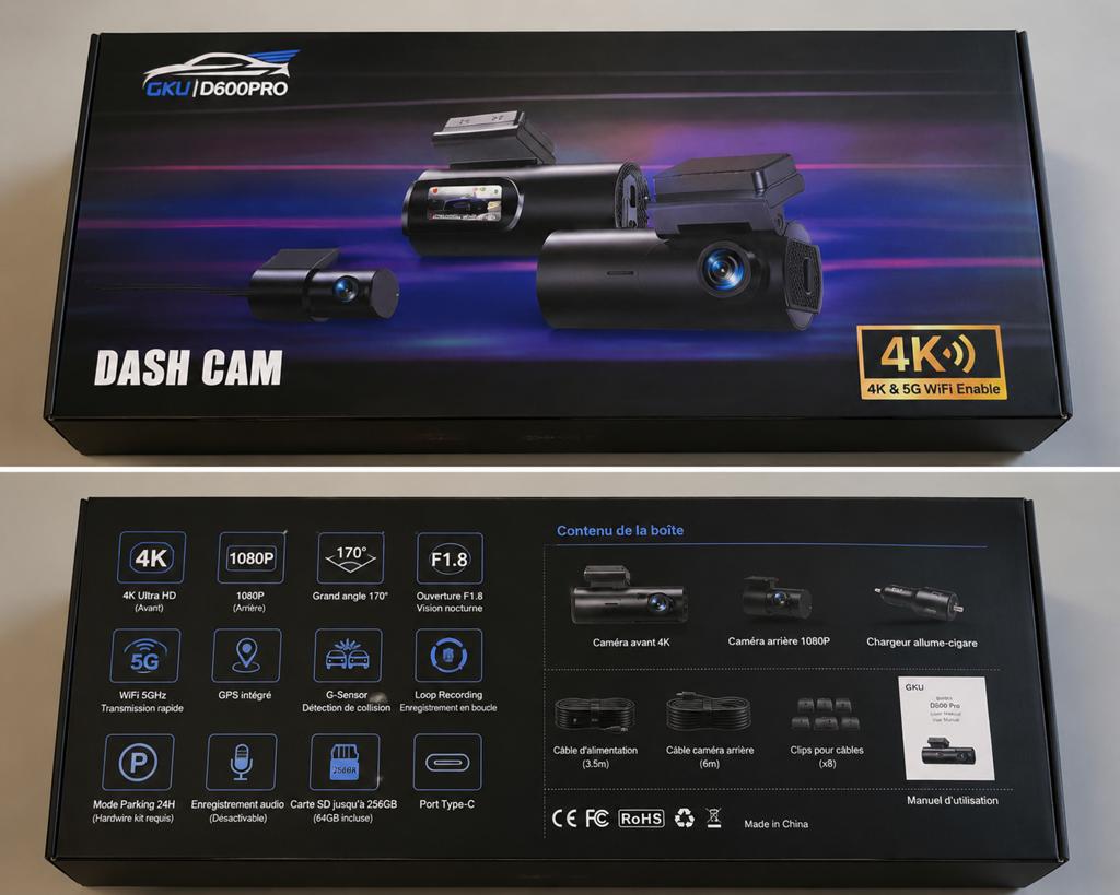 Nieuwe GKU D600 Pro 4K dashcam, Ophalen, Nieuw