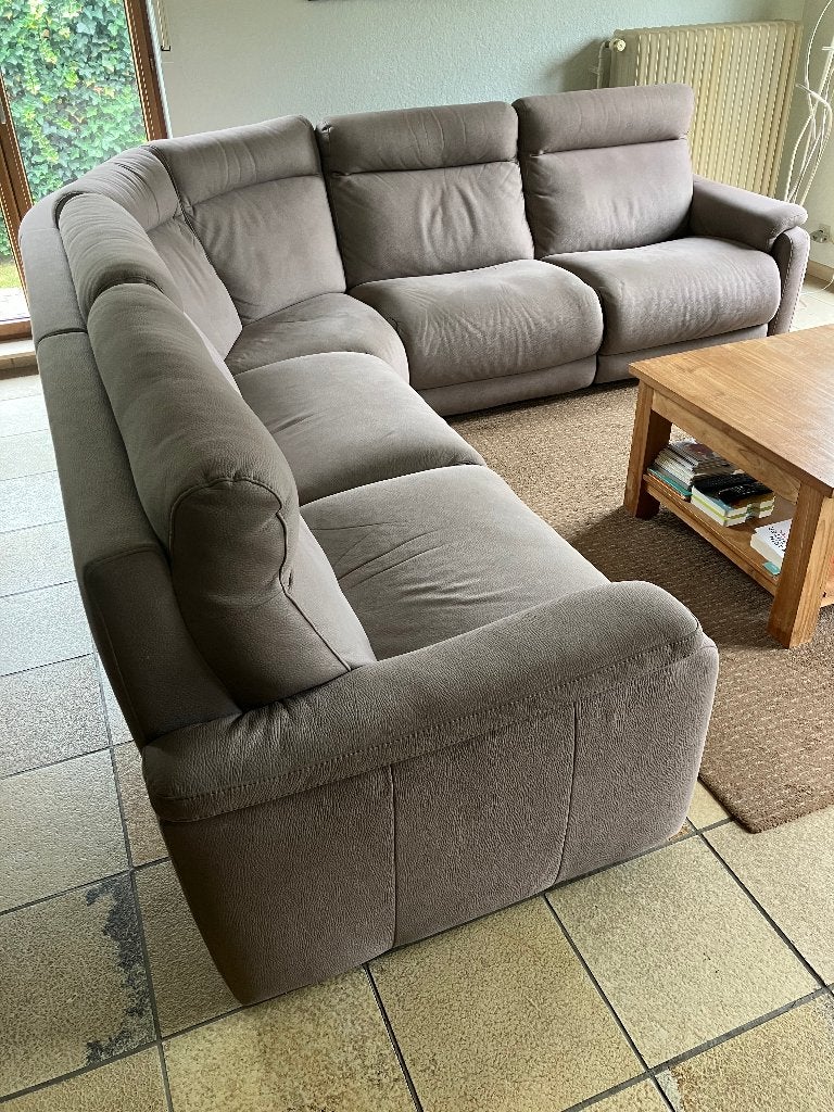 hoeksalon Velvet 2020 (180cm + hoekelement + 180cm) + poef, Enlèvement, Comme neuf, Synthétique, Landelijk modern