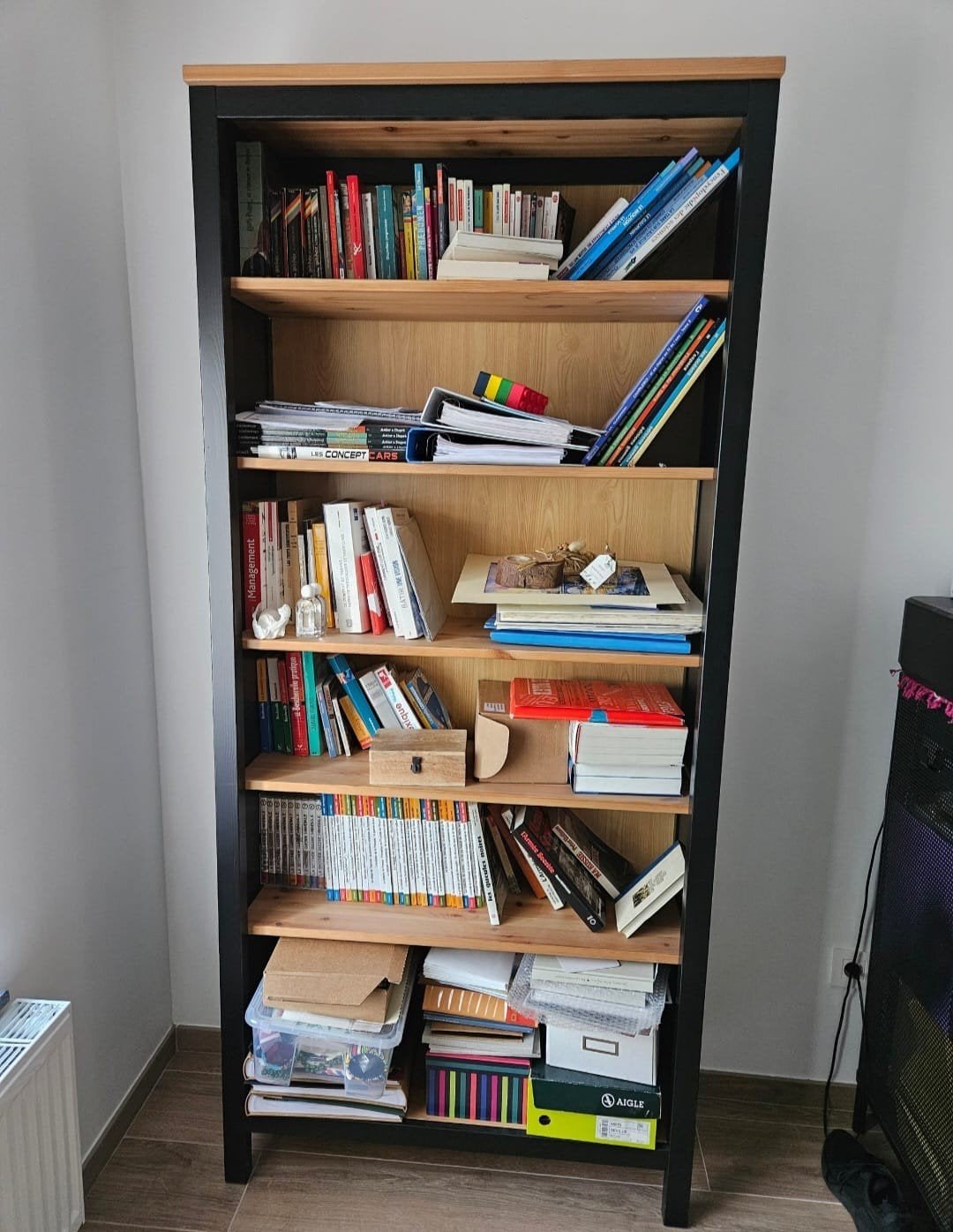 Bibliothèque bois noir 90x197, 25 à 50 cm, Avec tablette(s), Comme neuf, 50 à 100 cm