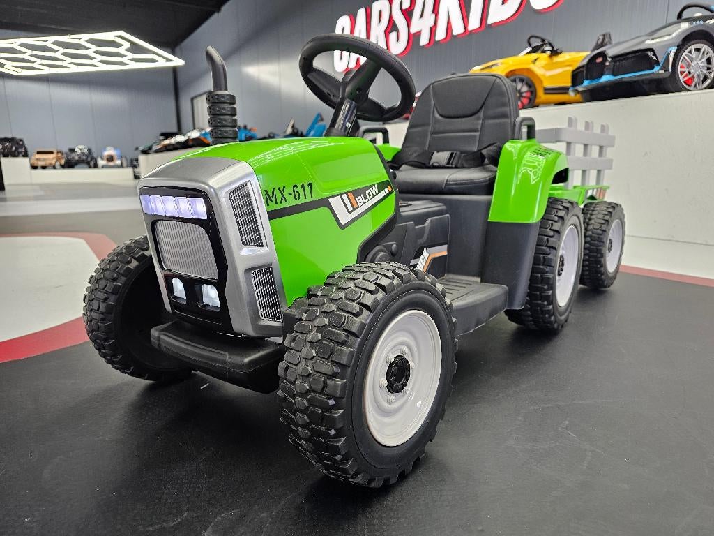 Kindertractor met aanhanger - leren zit - verlichting - RC, Kinderen en Baby's, Speelgoed |Speelgoedvoertuigen, Nieuw, Afstandsbediening