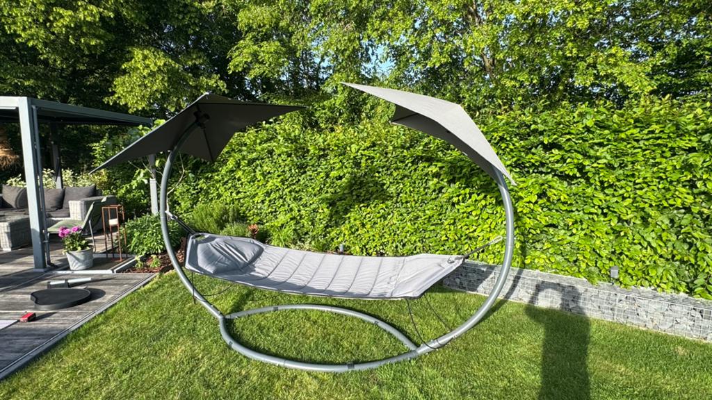 Hamac sur pied avec ombrelles, Jardin & Terrasse, Hamacs, Enlèvement, Comme neuf