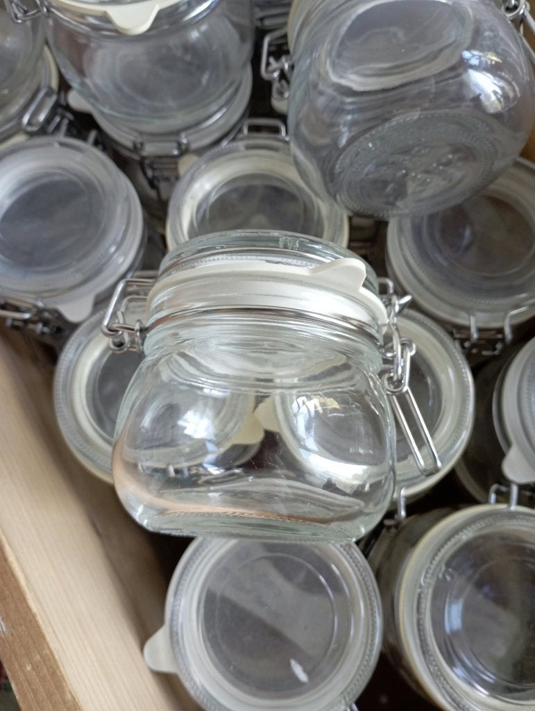 20 voorraadpotjes ikea, klein model, beugel, glazen deksel, Ophalen, Glas, IKEA, Zo goed als nieuw