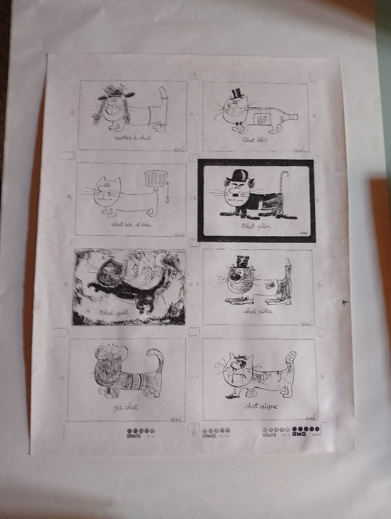ZELDZAME poster met kunstdruk - „The Cats” van SINÉ 1982, Verzamelen, Posters, Ophalen