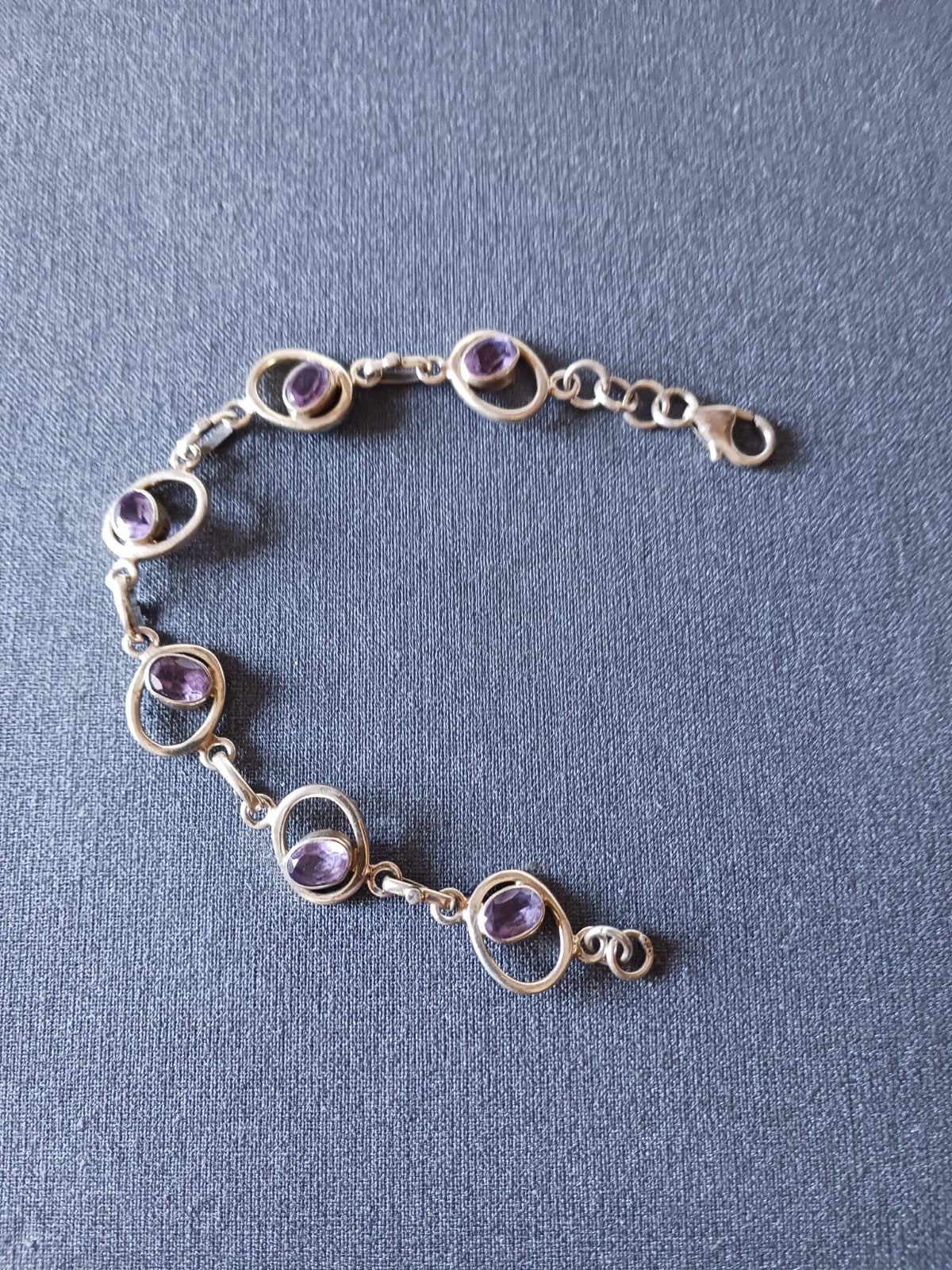 Bracelet argent massif poinçon avec améthyste, Enlèvement, Argent