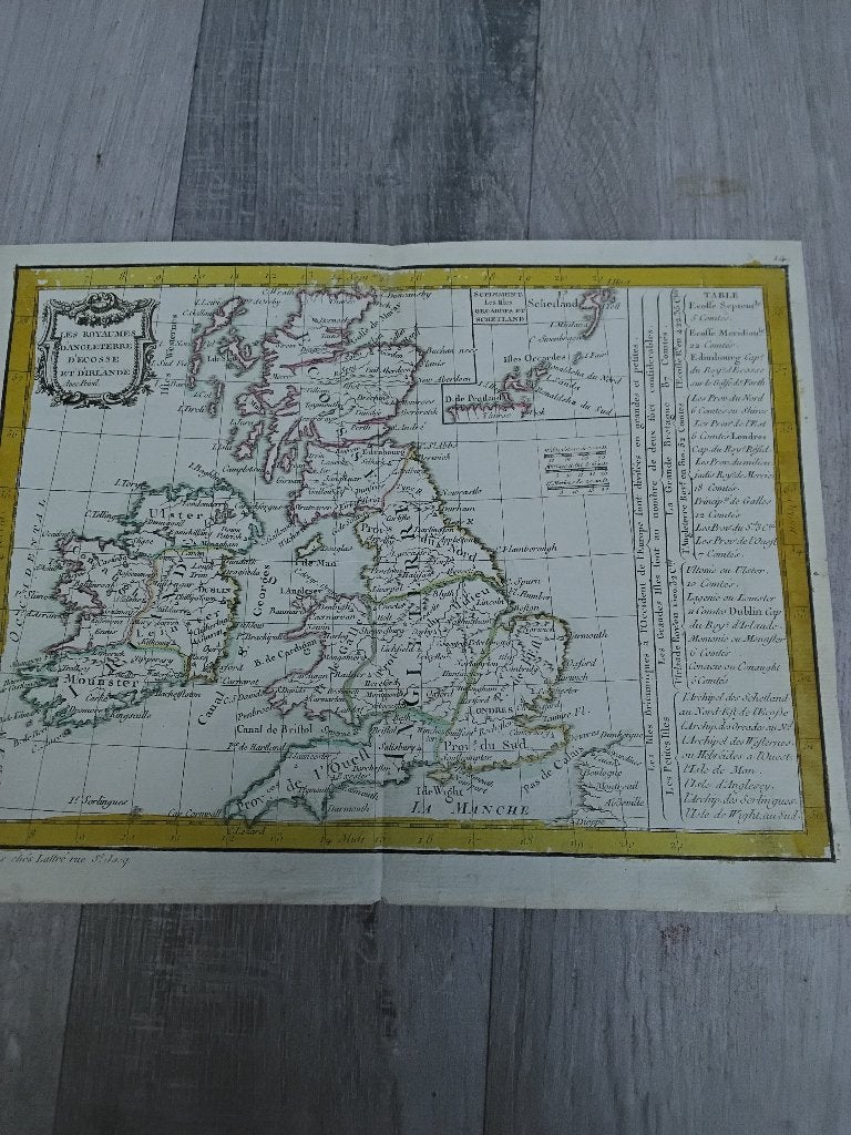 Ancienne carte geographique royaume d angleterre 1783,, Livres, Atlas & Cartes géographiques, Enlèvement ou Envoi, Royaume-Uni