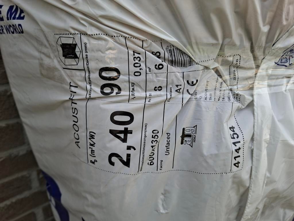 Knauf Acoustifit glaswol 90mm, Doe-het-zelf en Bouw, Ophalen, Glaswol