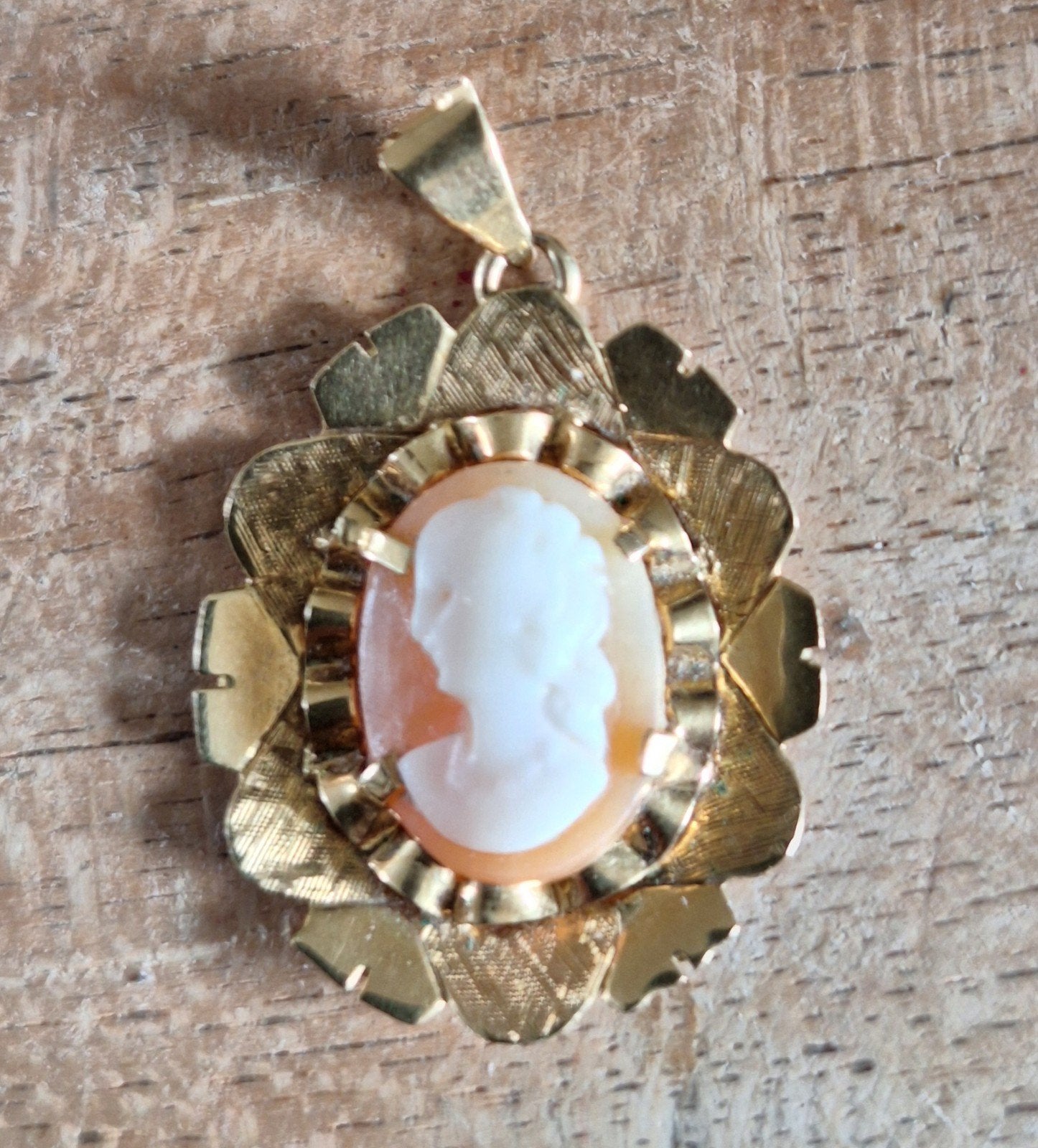 14 kt gouden hanger cameé, Bijoux, Sacs & Beauté, Bijoux anciens, Enlèvement ou Envoi, Or, Pendentif