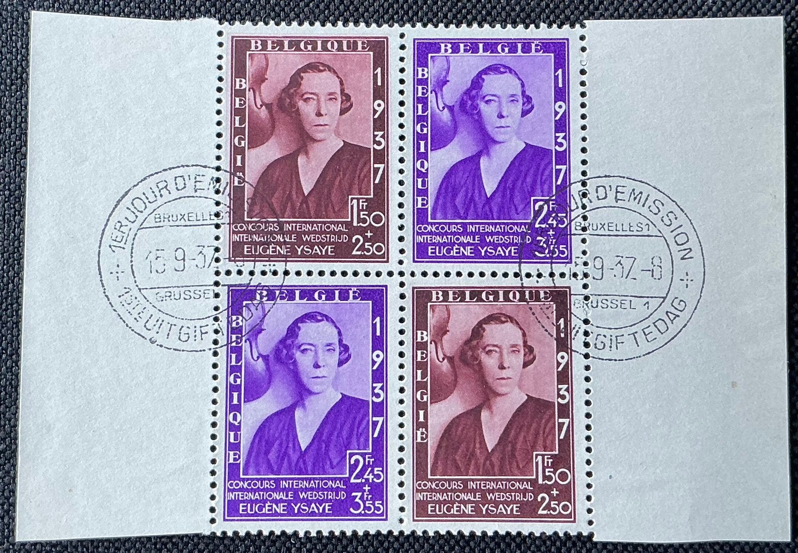 LOT A66. OBP: 475A + 475B. YSAYE. (*) in blok., Ophalen of Verzenden, Gestempeld, Muziek, Zonder gom