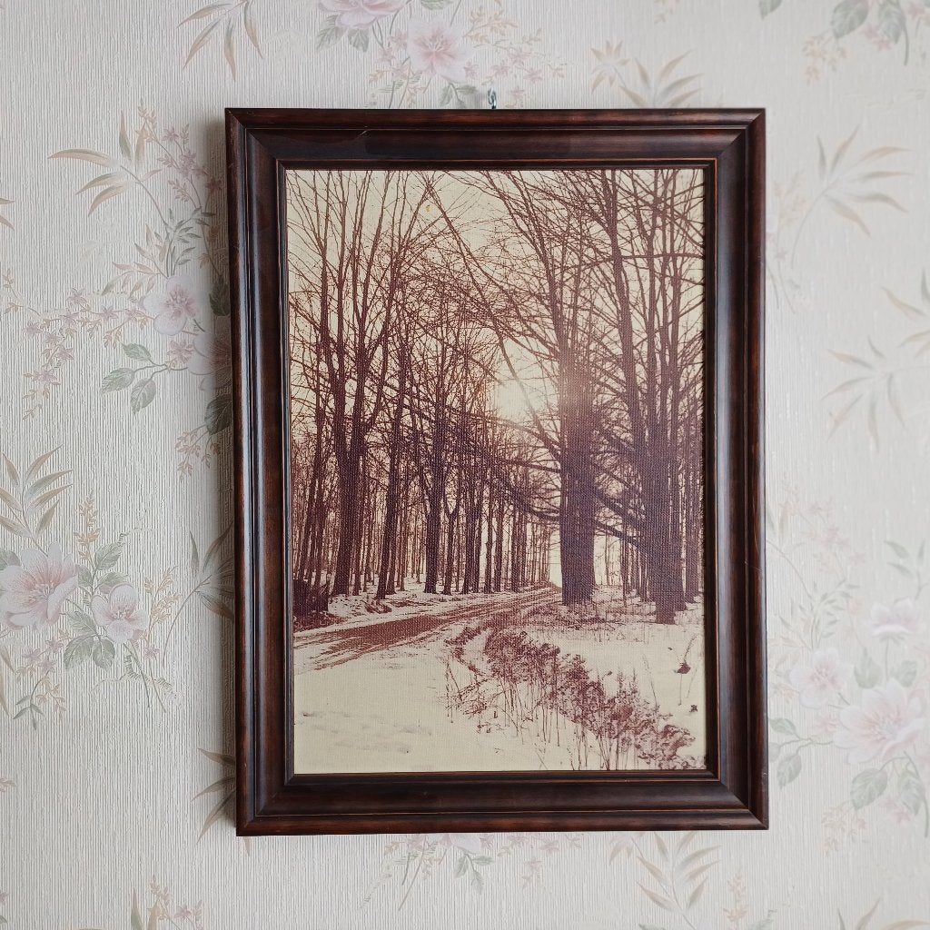Reproduction  « Sous-bois en hiver », Antiquités & Art, Enlèvement ou Envoi, Encadré, Paysage
