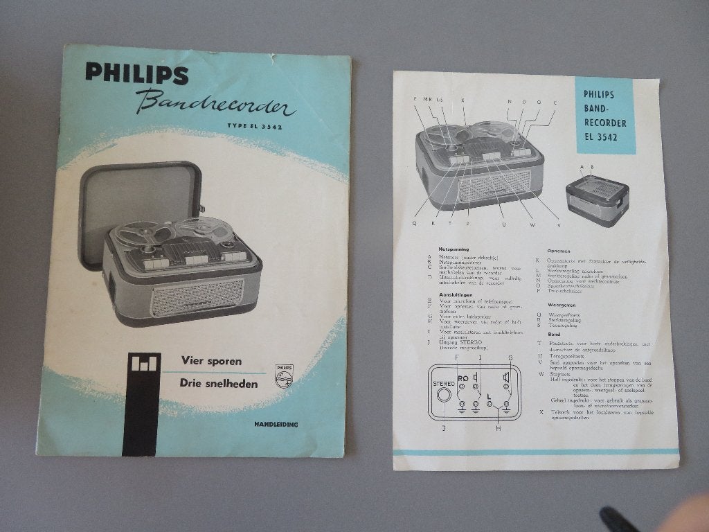 doc. folder Philips bandrecorder Type EL 3542 handleiding, Enlèvement ou Envoi, Comme neuf, Autres types