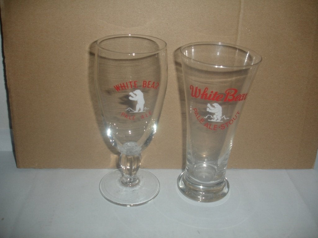 2 bierglazen White Bear, Pale Ale en Stout voor € 2,50, Collections, Marques de bière, Enlèvement ou Envoi, Comme neuf, Verre ou Verres