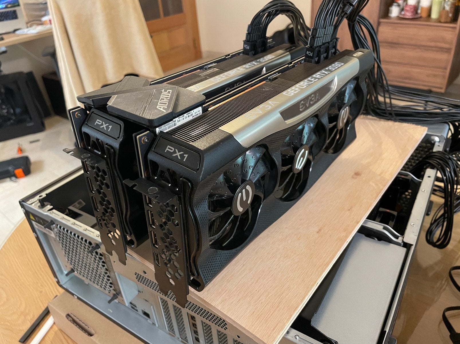 2x EVGA RTX 3090 FTW3 24GB videokaart + NVLink bridge, GDDR6, PCI-Express 4, Refurbished, Ophalen of Verzenden