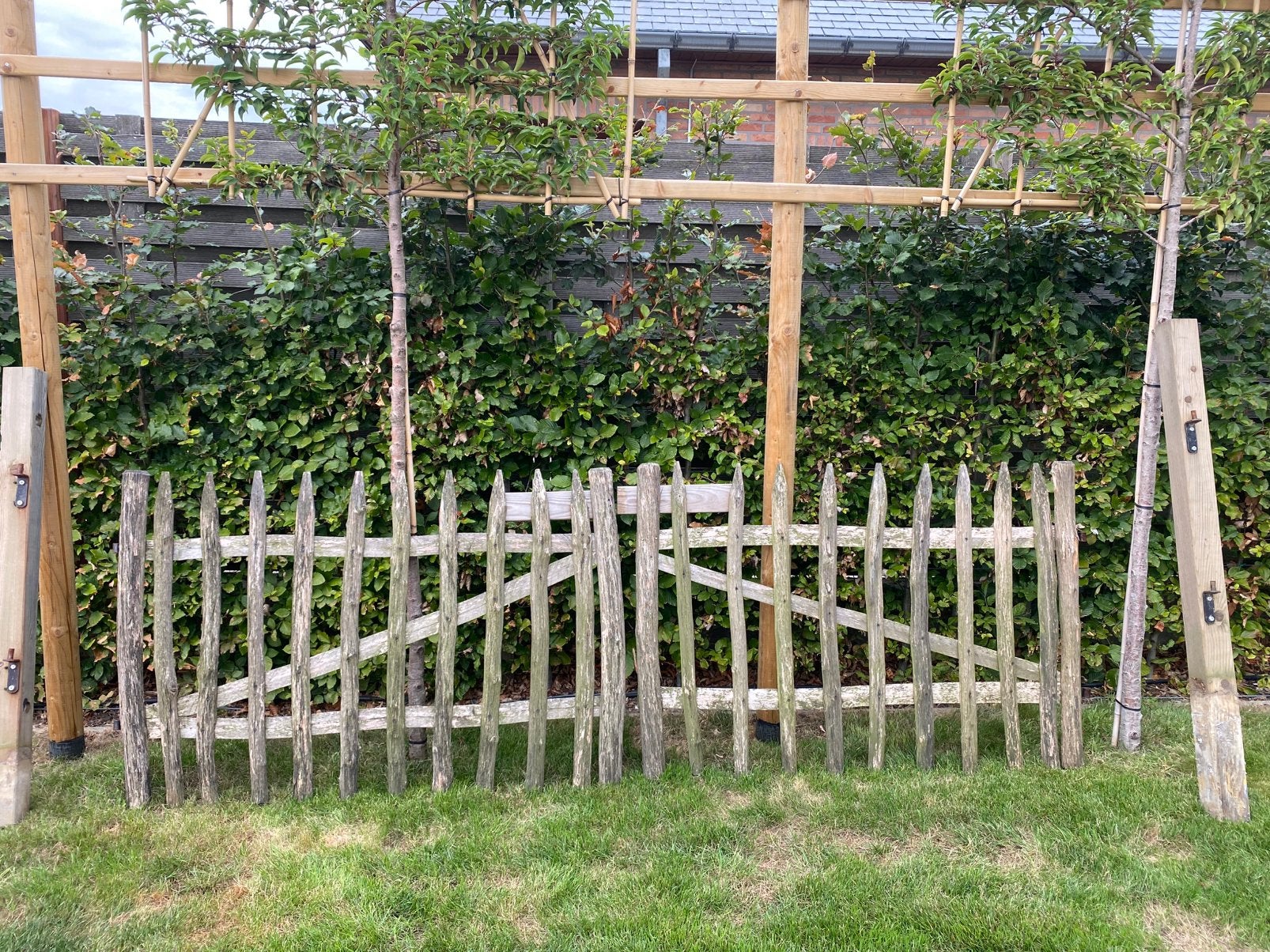 Kastanje poort 100x300, Ophalen, Met poort, Gebruikt, Tuinhek