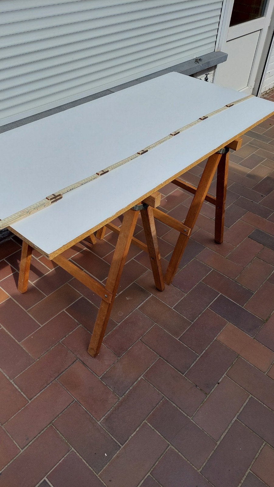 Deux tréteaux et plateau en bois, Bricolage & Construction, Bois & Planches, Enlèvement, Utilisé