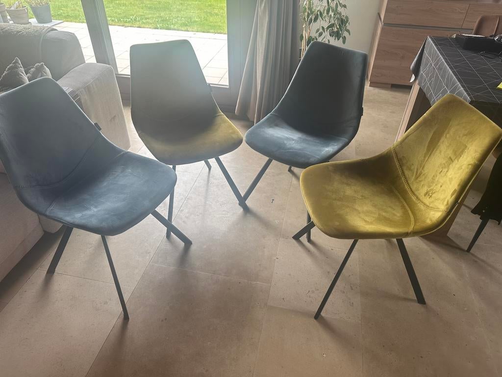 4x velvet eetkamerstoelen – Castle Line –, Maison & Meubles, Chaises, Comme neuf, Tissus, Autres couleurs, Enlèvement