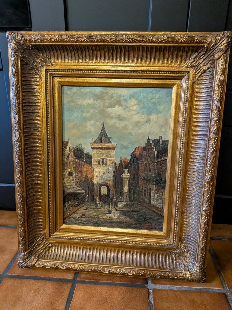 Olieverfschilderij, Jan Beekhout Dorpsplein te Zierikzee -, Ophalen, Olieverf