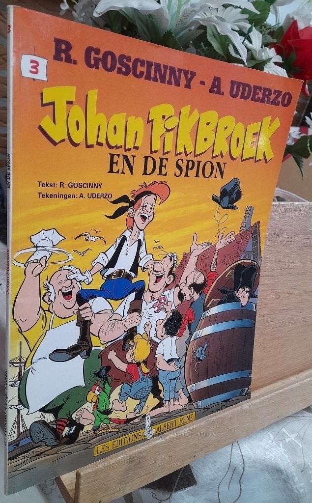 tekenaar van  asterix Johan pikbroek  en de spion deel 3, Eén stripboek, Nieuw, Ophalen of Verzenden, Goscinny - Uderzo