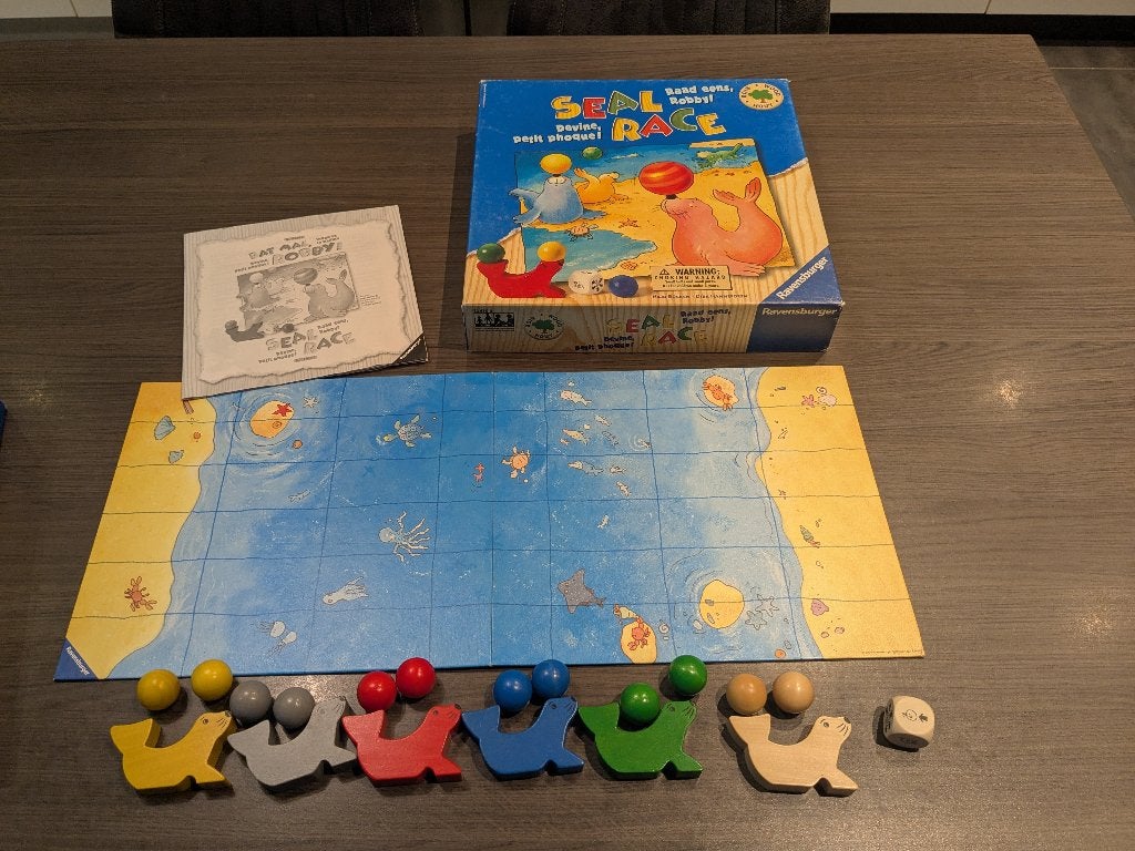 Gezelschapsspel - seal race (hout) + Ravensburger, Hobby en Vrije tijd, Ophalen of Verzenden, Gebruikt, Ravensburger