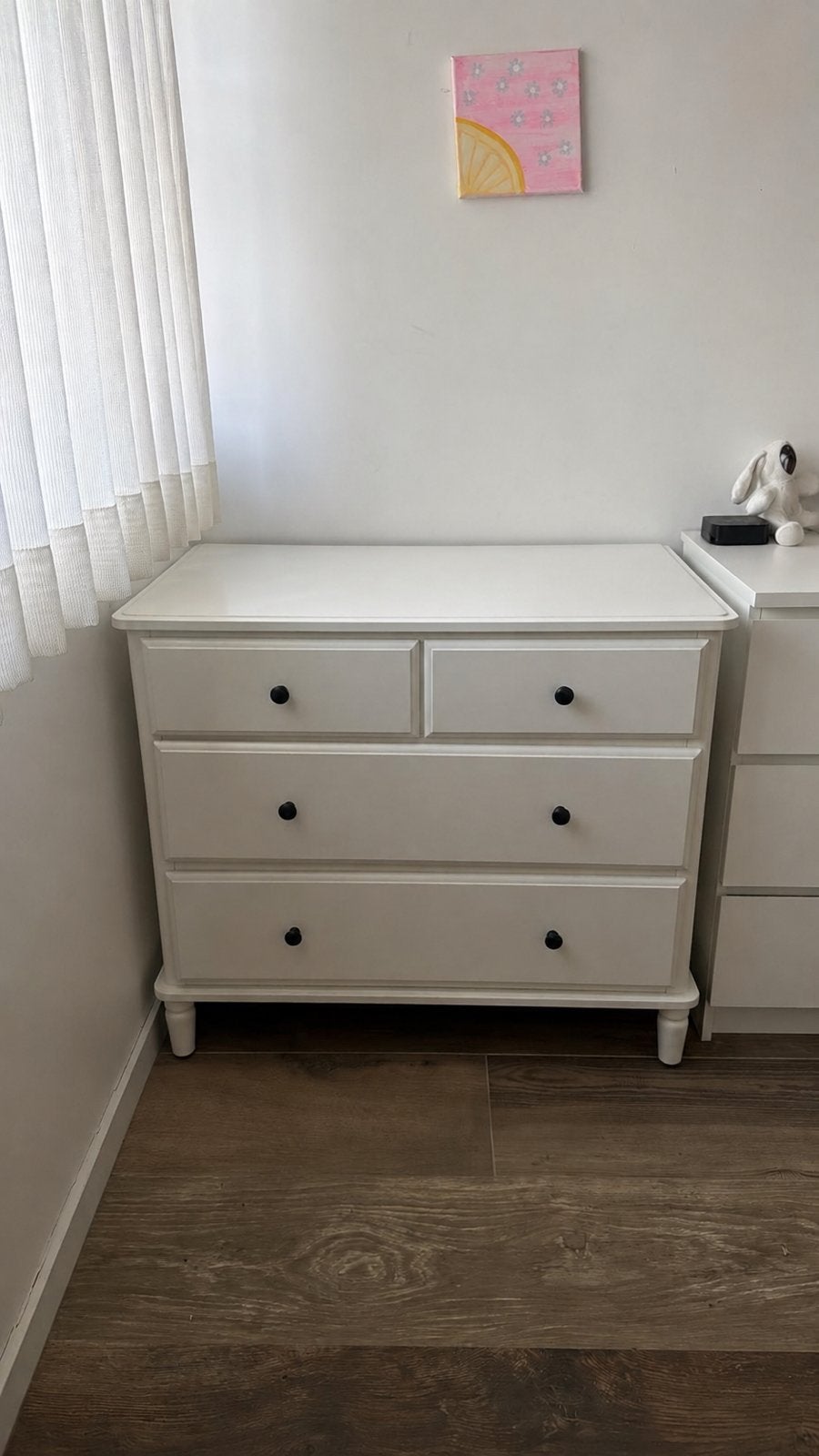 IKEA HEMNES ladekast wit – met zwarte handgrepen, Ophalen, Zo goed als nieuw, Kast
