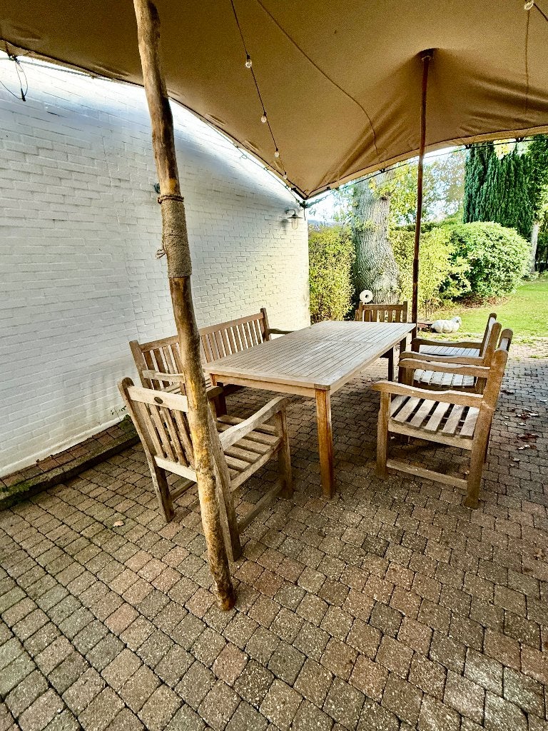 ROYAL ARROW TEAK TUINSET, Jardin & Terrasse, Enlèvement, Utilisé, Rectangulaire, Bois de teck