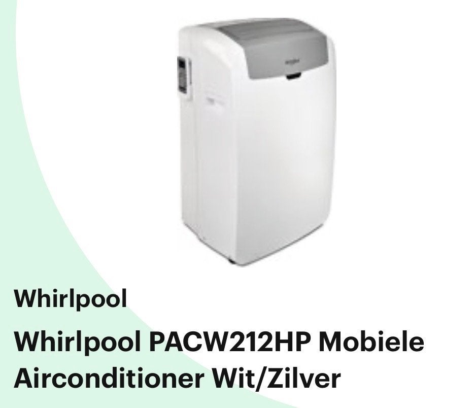 Mobiele airco Wirlpool PACW212HP, Ophalen, Koelen en Ontvochtigen, Minder dan 60 m³, 3 snelheden of meer