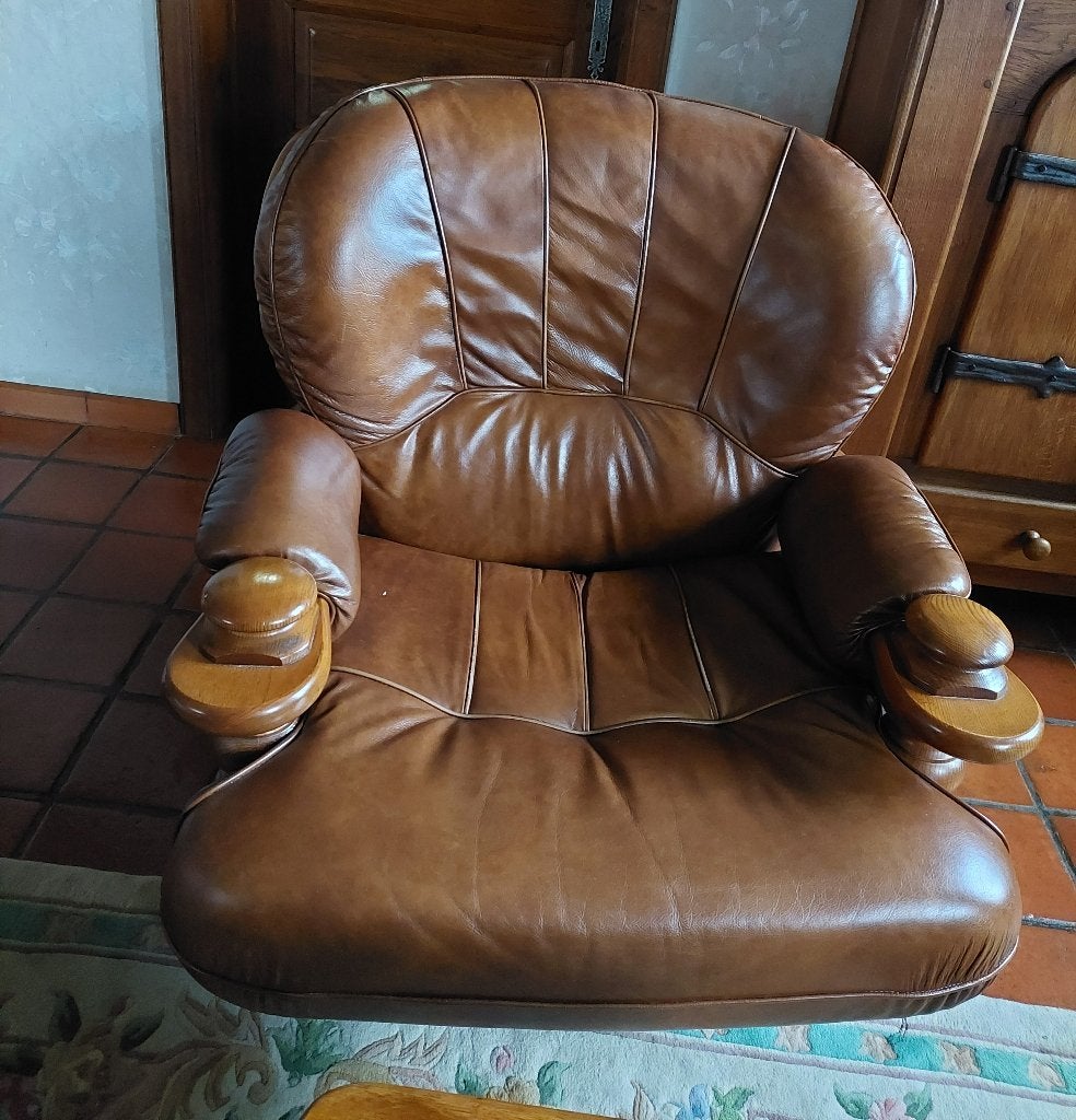lederen salon 3 + 2 + 1, Ophalen, Gebruikt, Hout