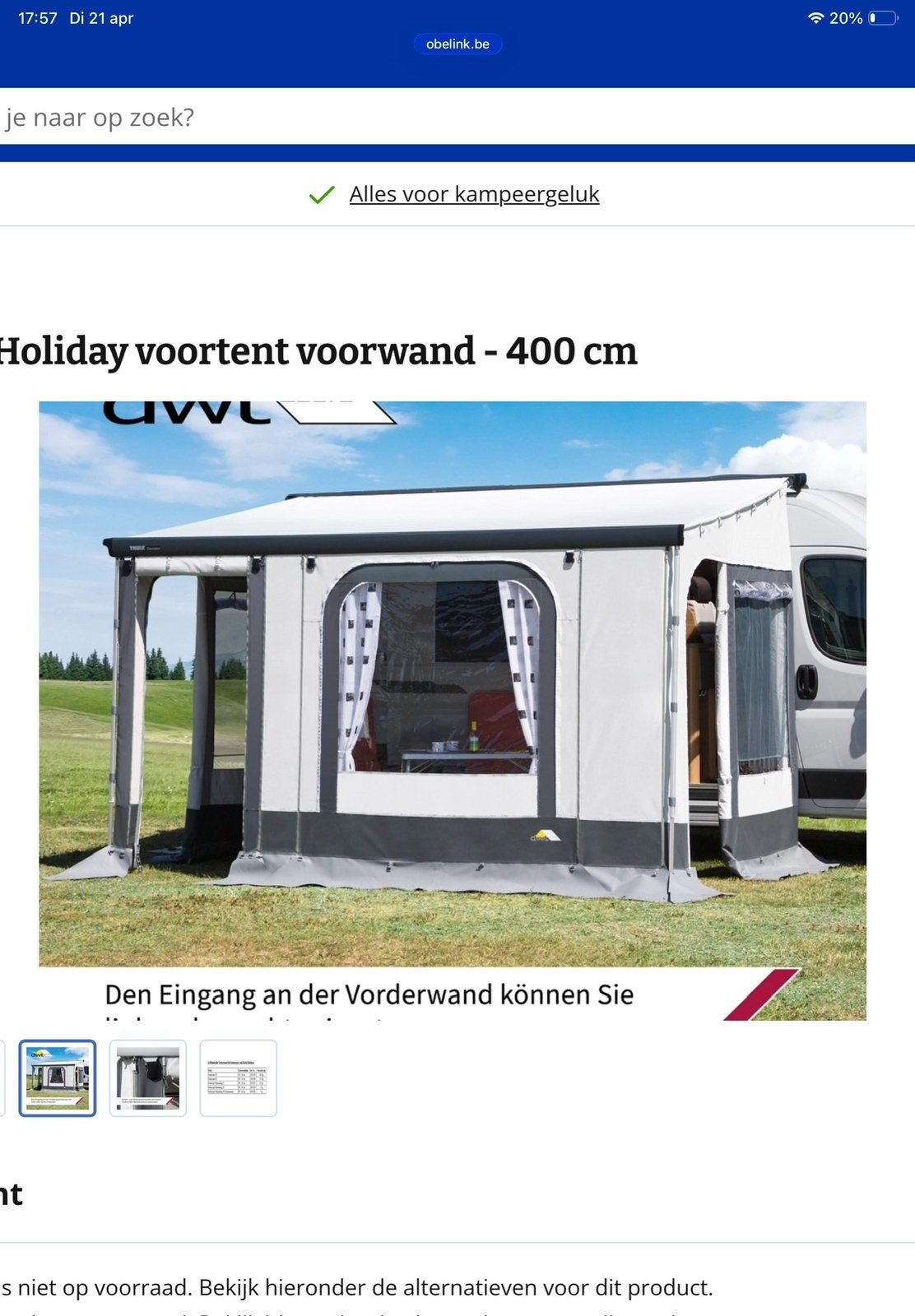 Wand luifel, Caravans en Kamperen, Voortenten en Luifels, Ophalen, Zo goed als nieuw