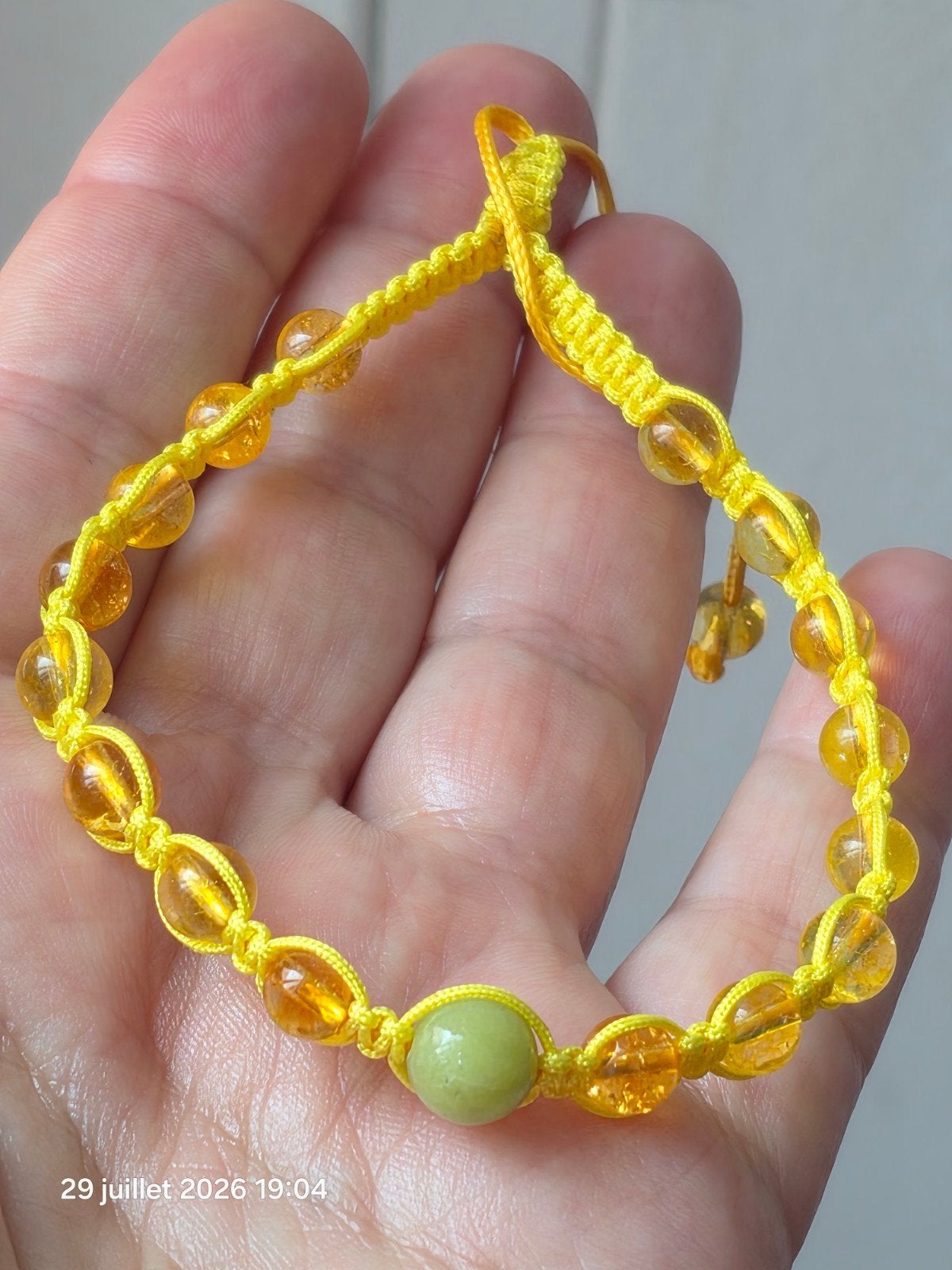 Verstelbare armband met citrien en jade, Ophalen, Nieuw, Met edelsteen