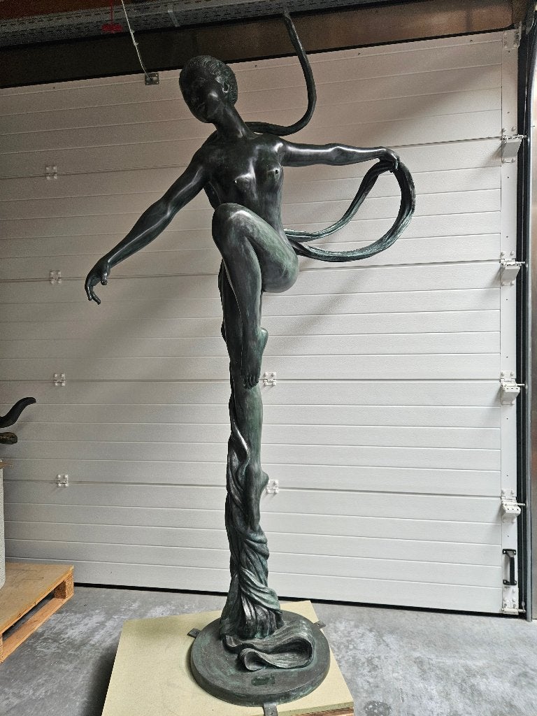 BRONZEN SENSUEEL DANSENDE NAAKTE DAME, 2,35 M H TOPBRONS!!!, Tuin en Terras, Ophalen of Verzenden, Nieuw, Overige materialen, Mensenbeeld