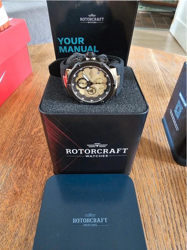 Rotorcraft Rock RC6204 Sport Chrono Nieuw! t.w.v €489-,, Handtassen en Accessoires, Sporthorloges, Nieuw, Zwart, Waterdicht, Ophalen of Verzenden