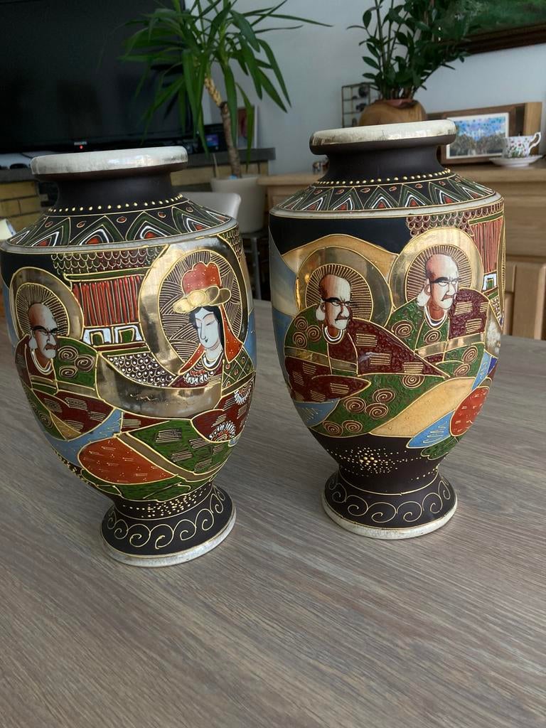2 vases Satsuma 32x17cm, prix pour les 2 ensemble, Enlèvement ou Envoi
