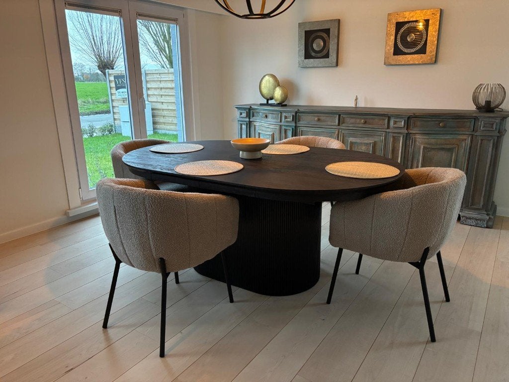 Eetkamertafel met 4 stoelen, Ophalen, Nieuw, Vier personen, Ovaal