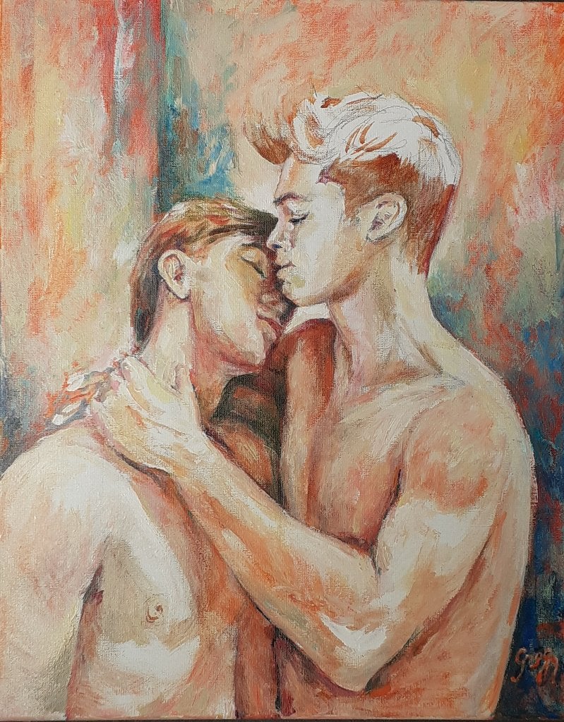 " Lovers " - Greg Maes, Antiek en Kunst, Ophalen, Echtheidscertificaat, Acrylverf